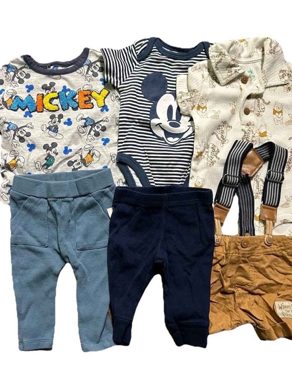 Baby Boy Disney Mickey Mouse Tops Pooh Tigger Size 0-3 Months